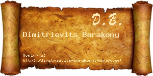 Dimitrievits Barakony névjegykártya